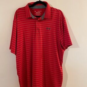 Under Armour Men's Polo Shirt in Red and Gray Stripes
